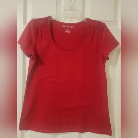LADIES NAUTICA RED‎ TEE (sz med) - Picture 1 of 4